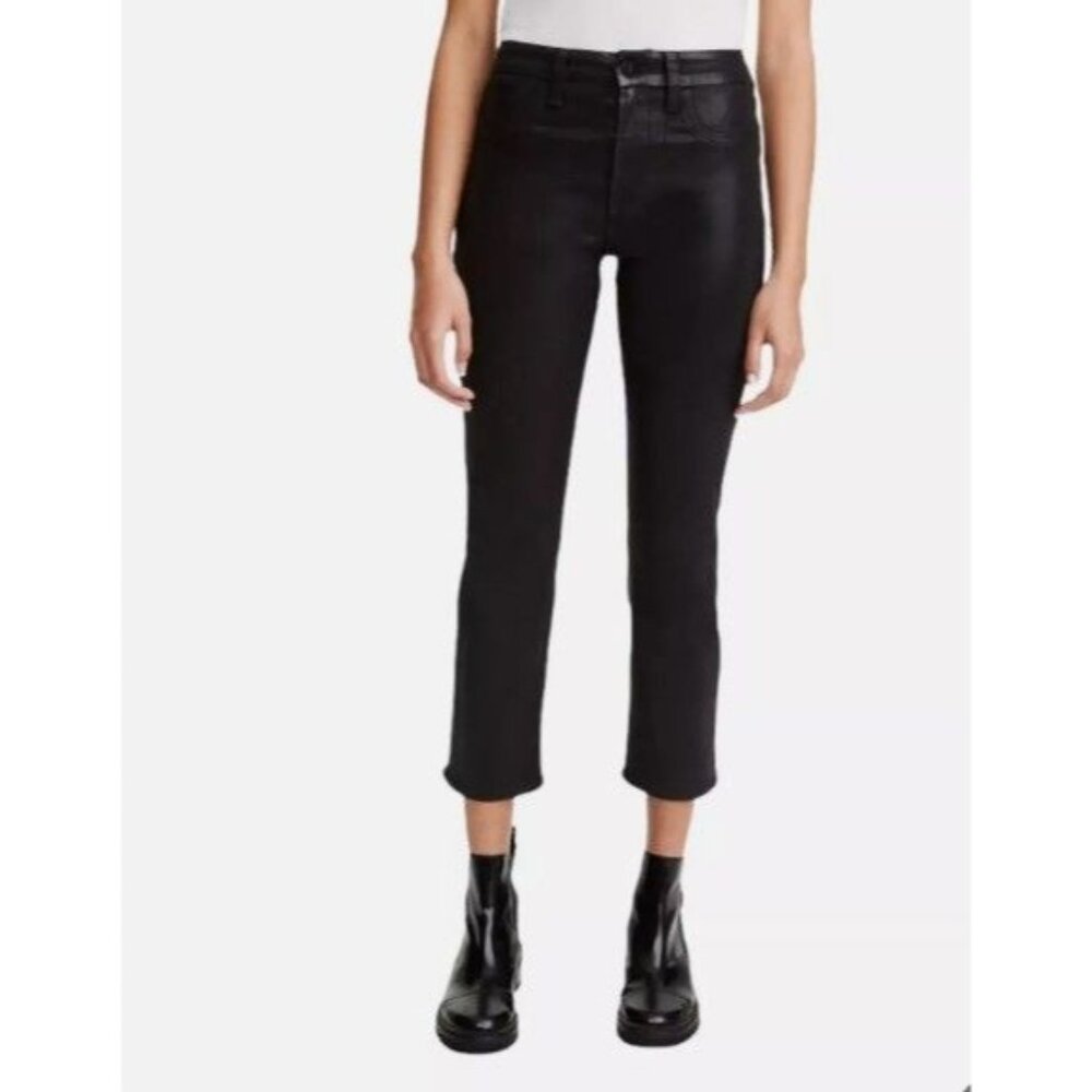 Jen 7 size 20 Coated Ankle Straight Jeans by 7 for All Mankind Black New